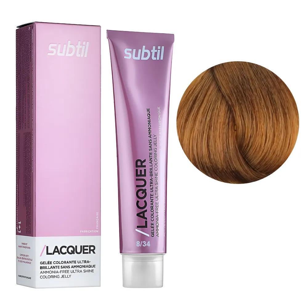 Краска гелевая безаммиачная для волос Subtil Lacquer 8.34 Светлый золотисто-медный блондин 60 мл