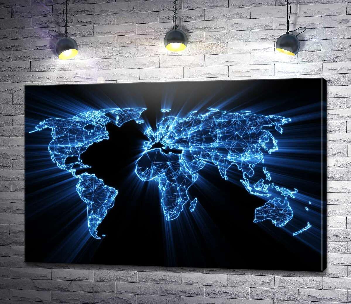 Картина ArtPoster Яркая неоновая карта мира 130x86 см Модуль №1 (004460)