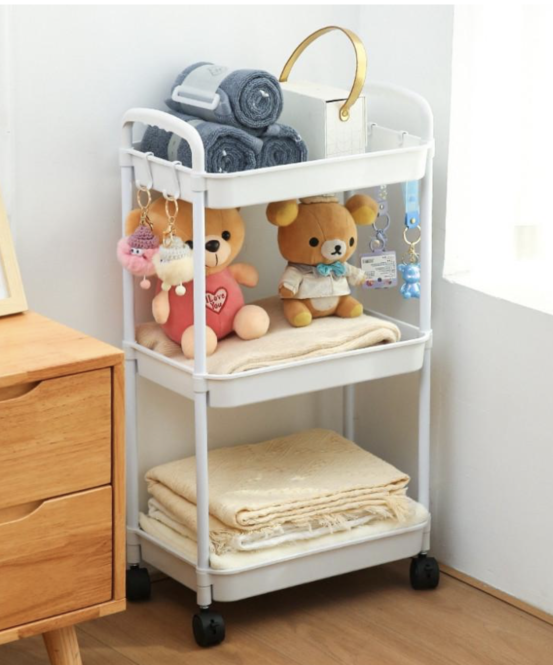 Этажерка пластиковая напольная на 3 полки 70х35х22 см Белый (21588749) - фото 2 Этажерка пластиковая напольная на 3 полки 70х35х22 см Белый (21588749) - фото 2