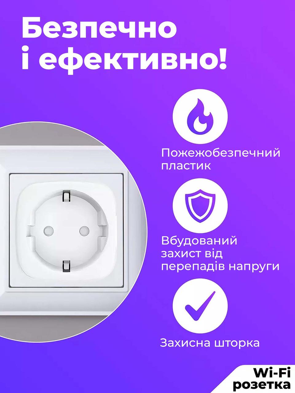Комплект розумних Wi-Fi розеток Tuya 3 шт. c таймером і ДУ 20А 4400 Вт White - фото 8 Комплект розумних Wi-Fi розеток Tuya 3 шт. c таймером і ДУ 20А 4400 Вт White - фото 8