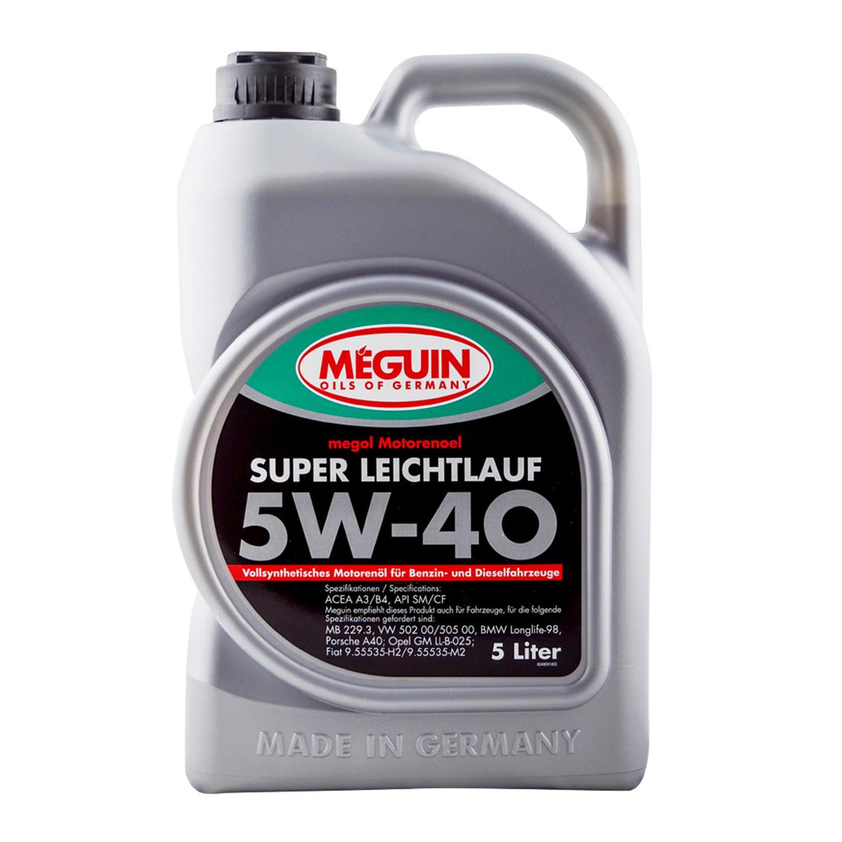Олива моторна Meguin SUPER LEICHTLAUF SAE 5W-40 5 л (4809)