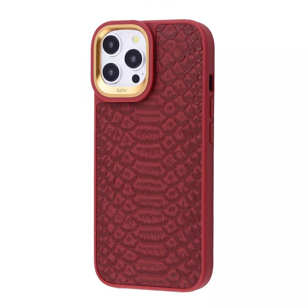 Чехол для телефона Kajsa Snake Pattern iPhone 15 Pro Burgundy