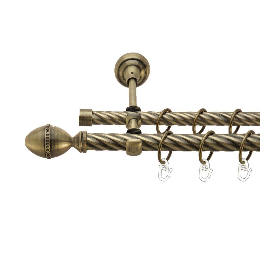 Карниз металлический Orvit Фарже двухрядный открытый/скрученная труба/кольцо металлическое Антик 19/16 мм 300 см (00-00022042)