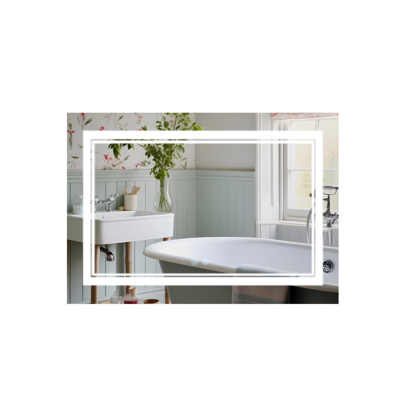 Зеркало Qtap Cardinal с LED-подсветкой Touch/антизапотеванием/диммером 3000-6500K 1200х800 мм (QT0478C12080)