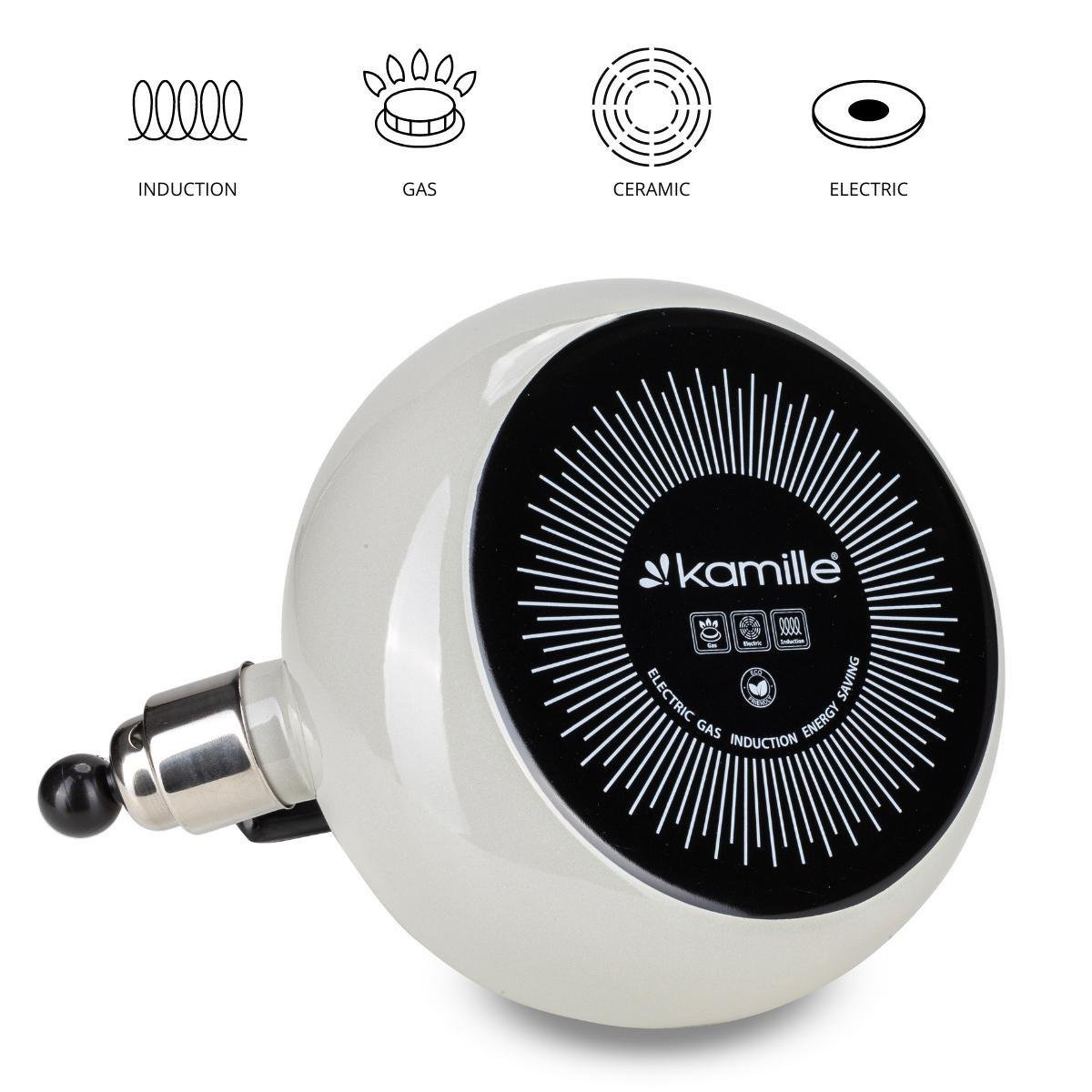 Чайник со свистком Kamille KM-1039В из эмалированной стали 2,5 л Белый (150-84-1039В) - фото 4 Чайник со свистком Kamille KM-1039В из эмалированной стали 2,5 л Белый (150-84-1039В) - фото 4