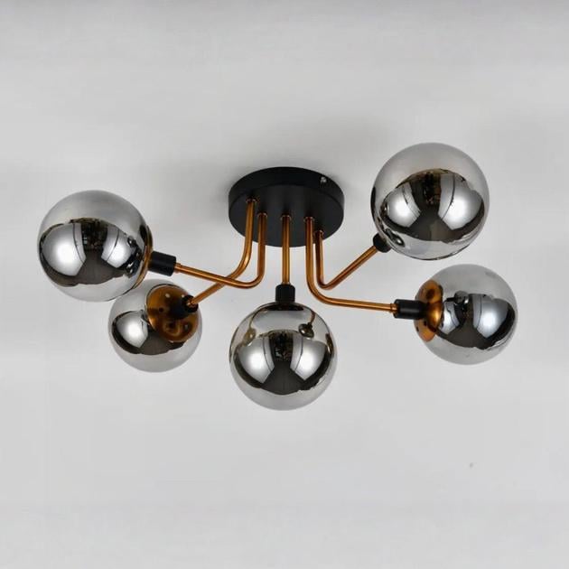 Люстра потолочная Sirius на пять затемненных плафонов Е27 IP20 DX2101-5 BK+GD Черный/Золотой (28686923)
