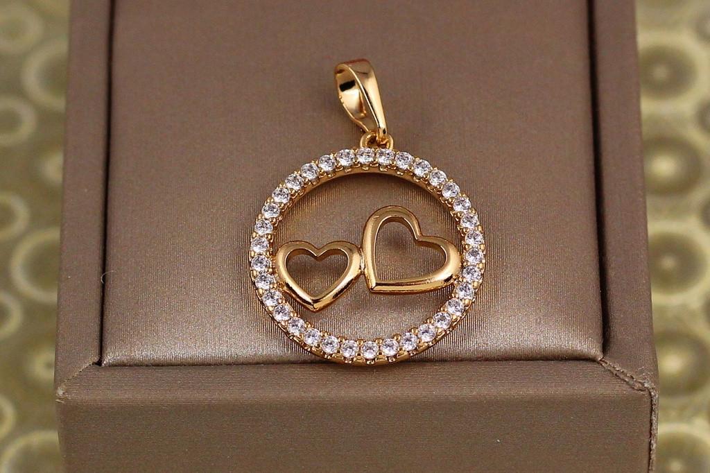 Кулон Xuping Jewelry два сердца в круге 2 см Золотистый (2559518158)