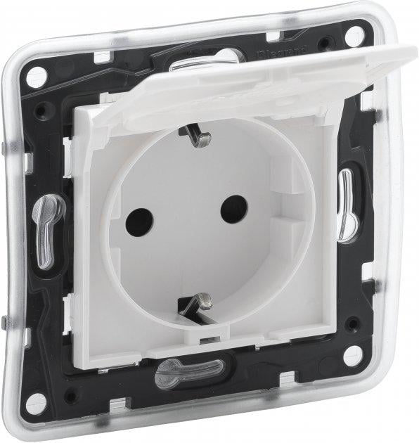 Розетка 220В Legrand 863123 Niloe Step 16A пластик с заземлением Schuko IP44 с защитной крышкой Белый (11711640)