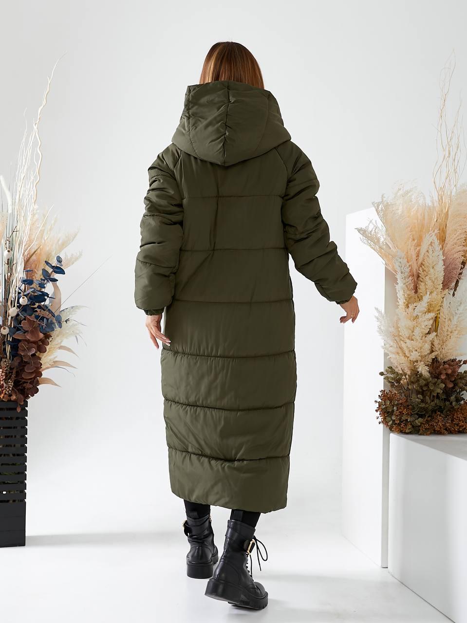 Куртка-пальто зимнее длинное Аiza А520 г. 42-44 Хаки (А520_хакі 42-44) - фото 3