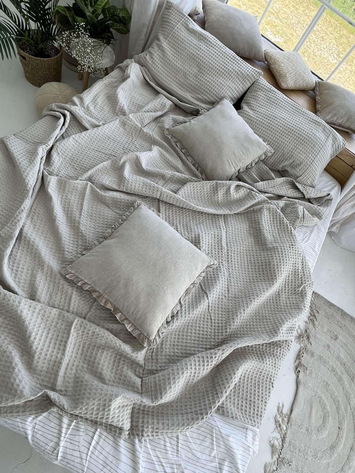 Покрывало ZEINTEX Greece вафельное 220х240 см Серо-бежевый (18094216) - фото 4