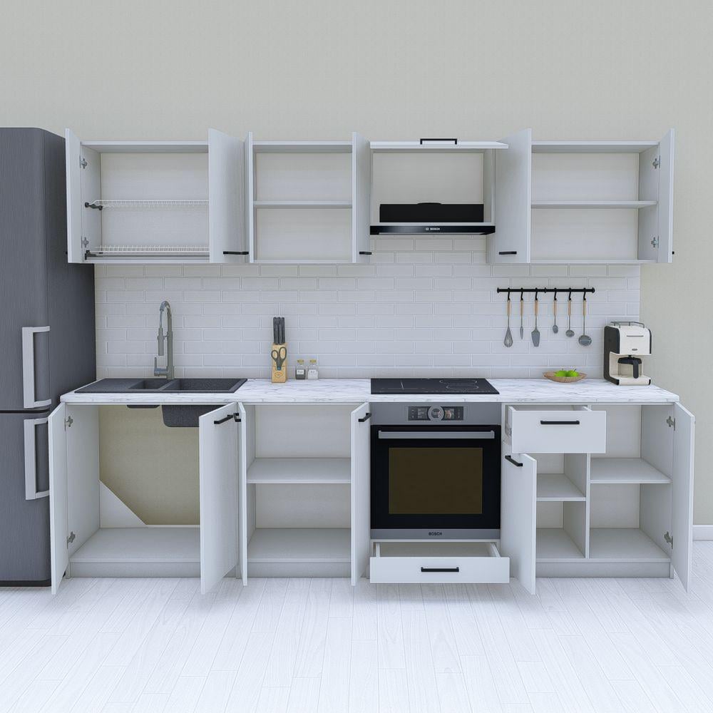 Готова кухня модульна з ДСП 2,8 м Світло-сірий (МП31) - фото 2 Готова кухня модульна з ДСП 2,8 м Світло-сірий (МП31) - фото 2