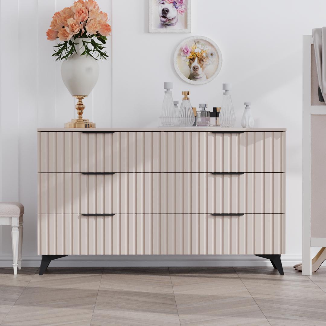 Комод DiPortes Саванна ЛОФТ К-307 МДФ 140/83/40 см Кашемир (01415)