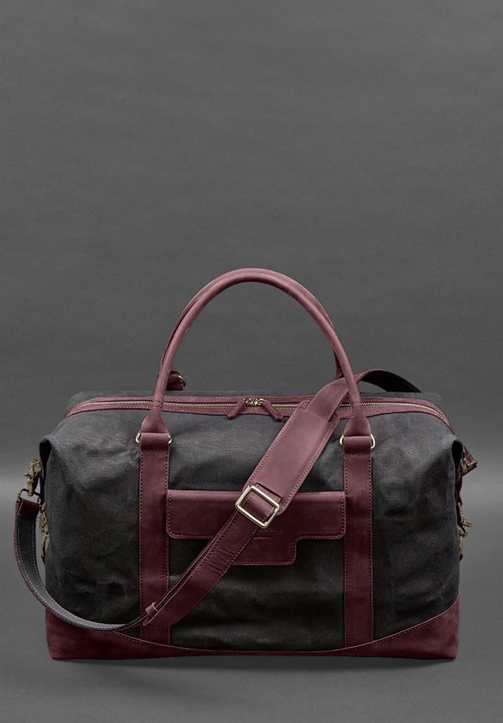 Дорожня сумка з канвасу та натуральної шкіри Crazy Horse Бордовий (A-028162)