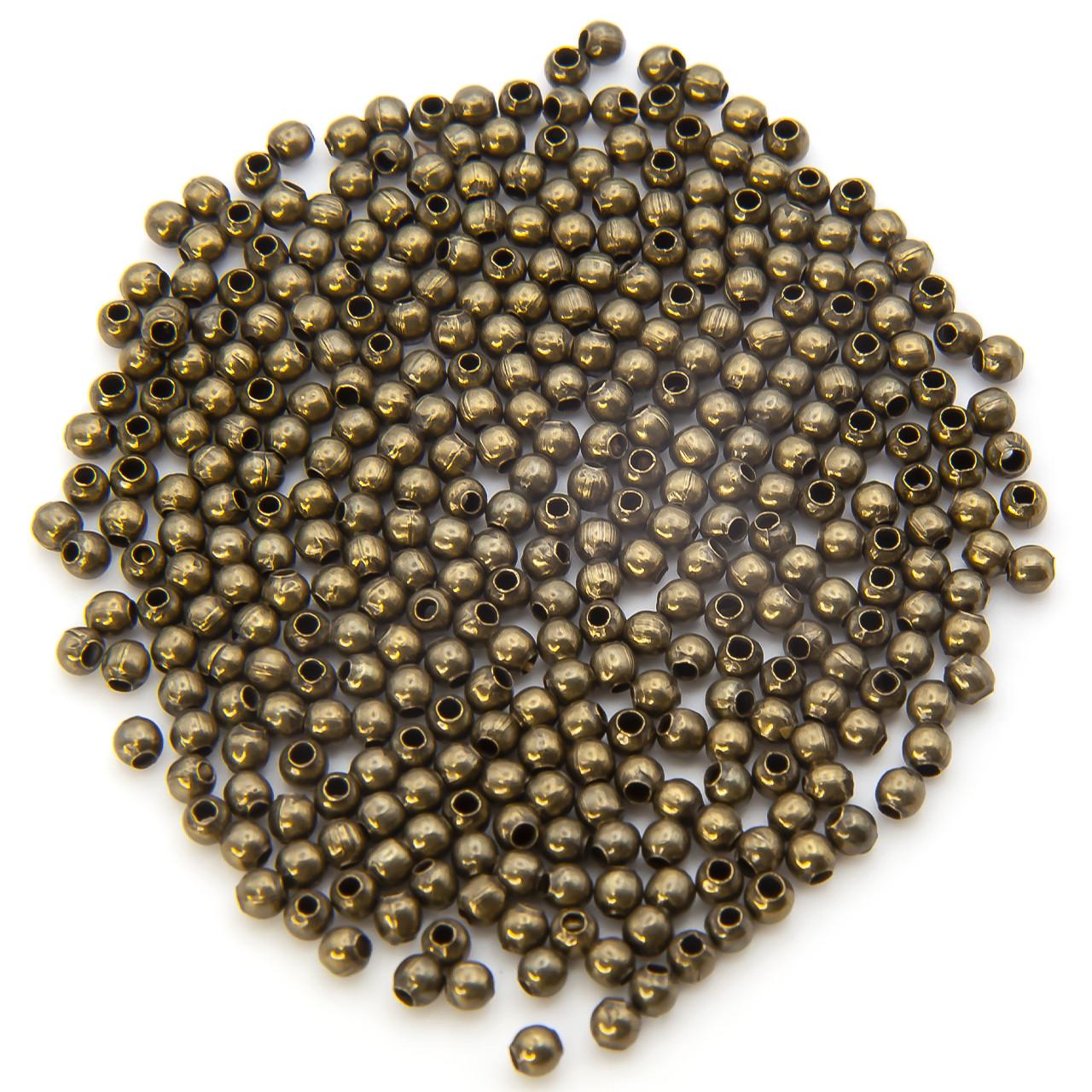 Бусины металлические круглые 2,4 мм Ø 1 мм в уп. 500 шт. Бронзовый (БМ0002к89)