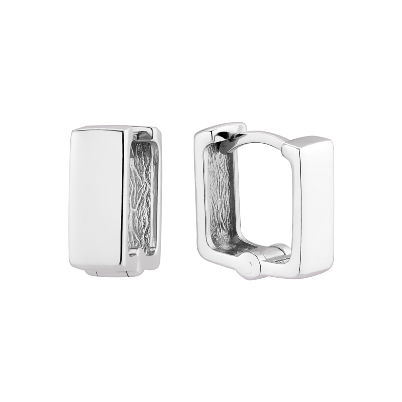 Серьги серебряные Объемный квадрат без вставок