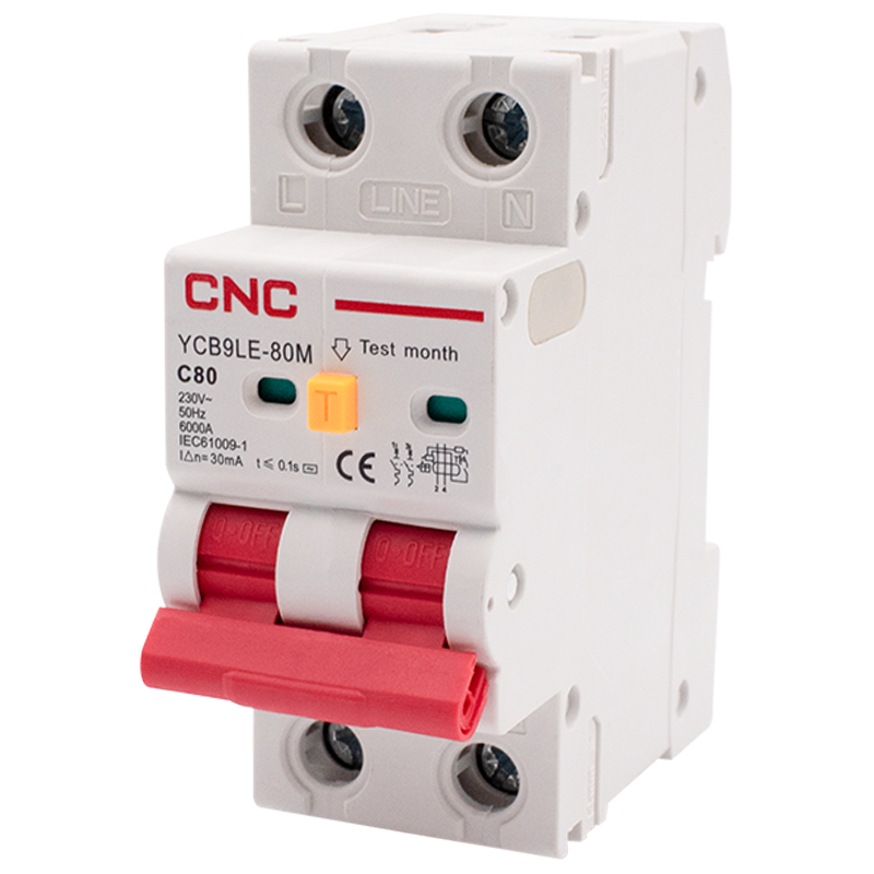 Выключатель дифференциальный CNC YCB9LE-80M 1Р+N 80А 30мА 6кА C тип АС (Б00044020) Выключатель дифференциальный CNC YCB9LE-80M 1Р+N 80А 30мА 6кА C тип АС (Б00044020)