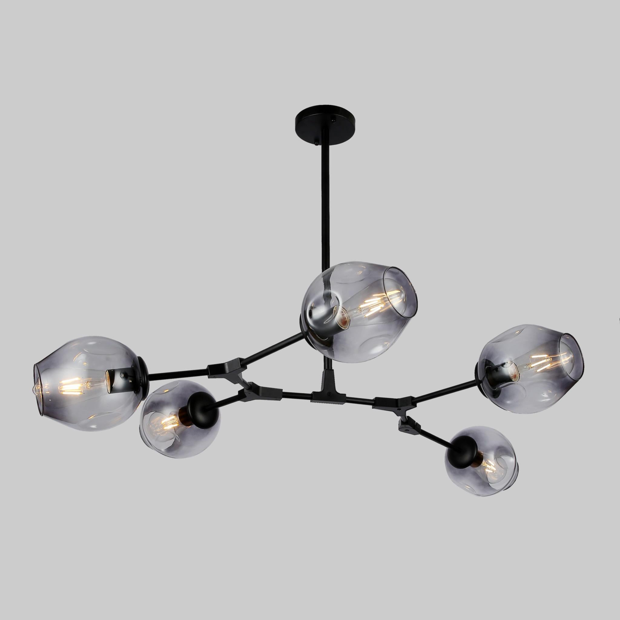 Люстра Molecule на 5 ламп с черно-прозрачными плафонами Черный Люстра Molecule на 5 ламп с черно-прозрачными плафонами Черный