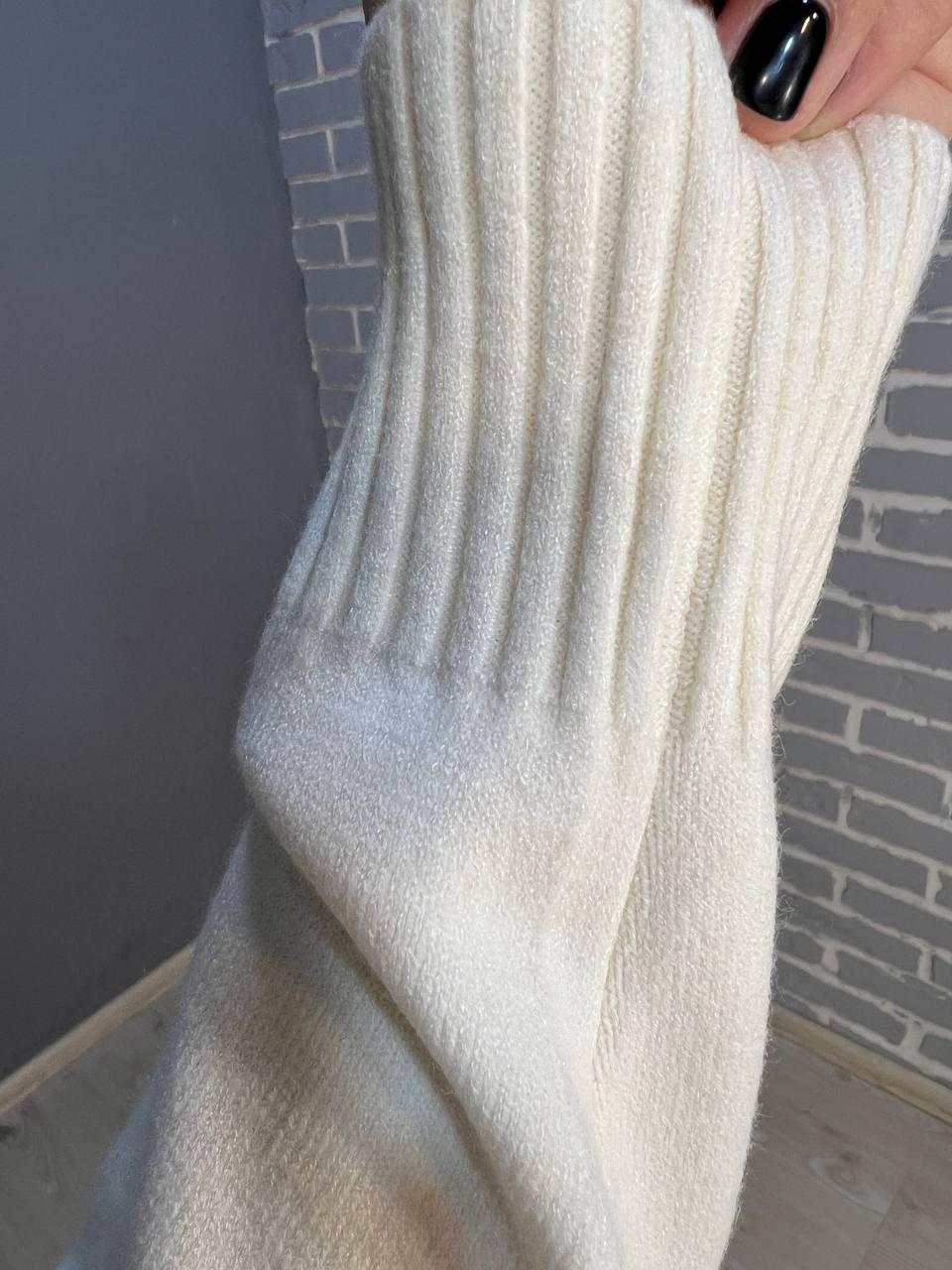 Платье женское ACCORDDREAM 2858 свитер длинное оверсайз воротник стойка разрез OS Молочный (3212) - фото 4 Платье женское ACCORDDREAM 2858 свитер длинное оверсайз воротник стойка разрез OS Молочный (3212) - фото 4