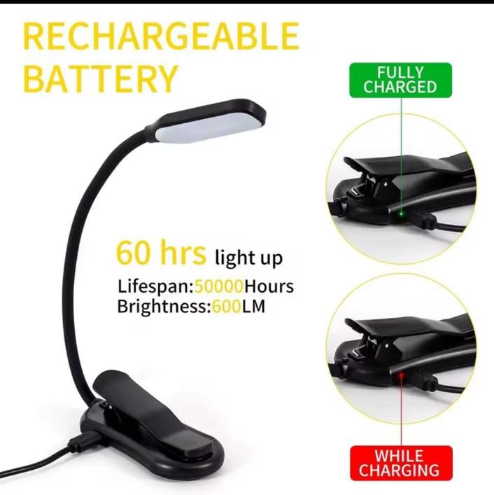 Лампа для чтения книг 7 LED с аккумулятором Черный (00005) - фото 3 Лампа для чтения книг 7 LED с аккумулятором Черный (00005) - фото 3