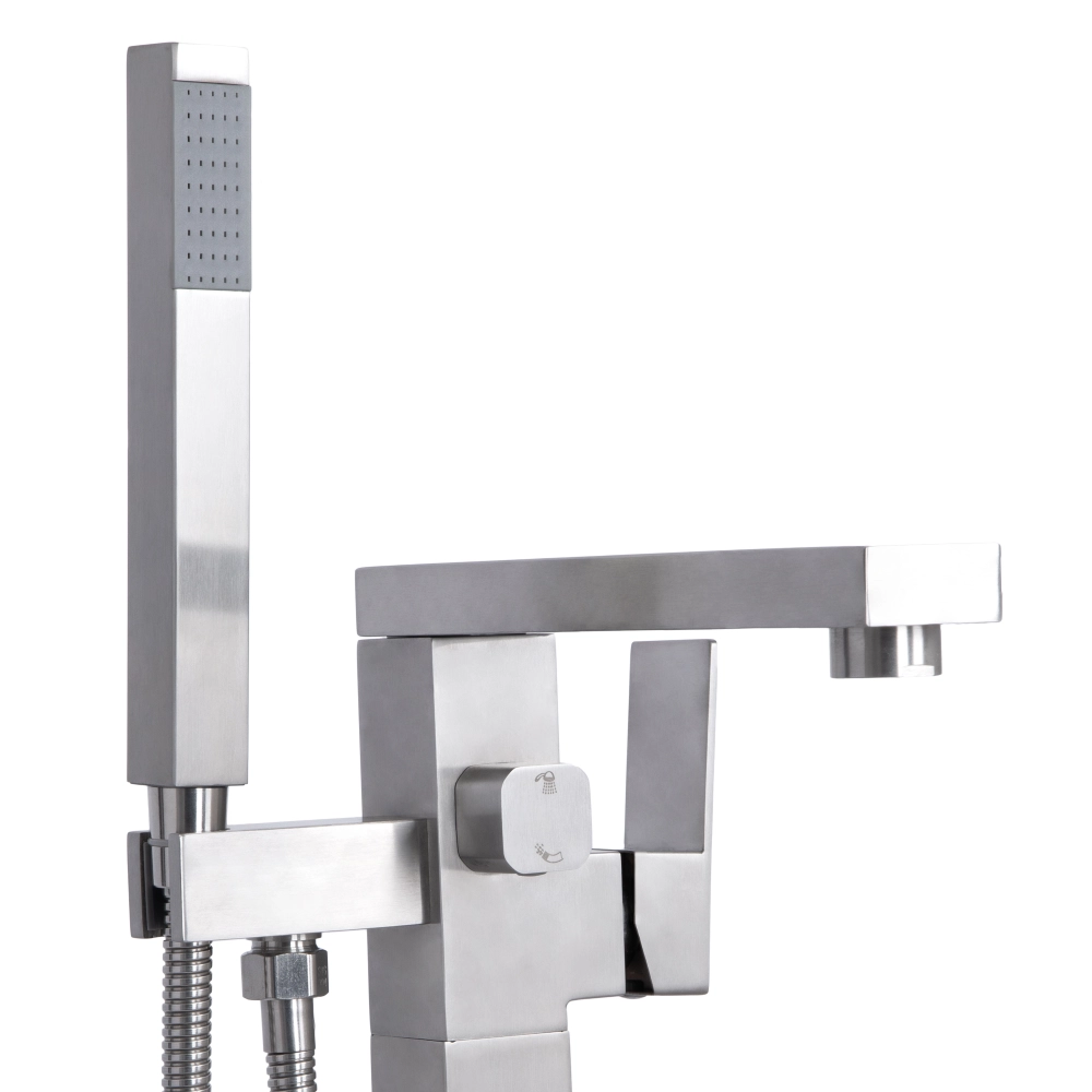 Змішувач для ванни підлоговий з душовим гарнітуром Lidz Kubis 004 Nickel