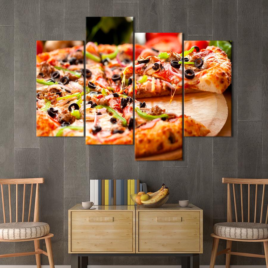 Настенний декор Сочная пицца с маслинами и мясом 89x56 см (A420-4)