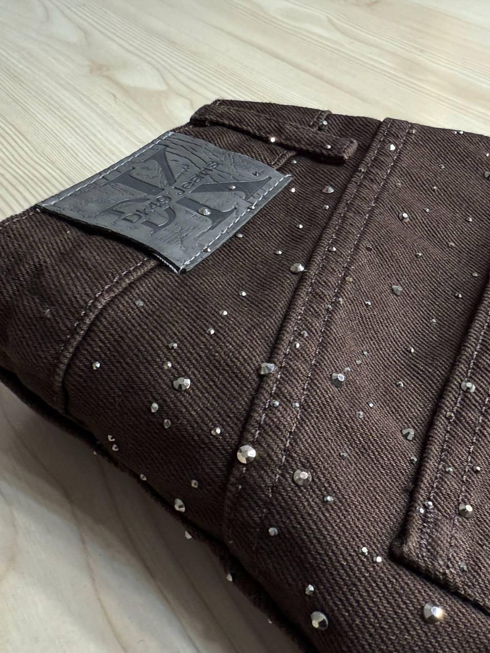 Джинсы женские Dk-49 1720 Palazzo Baggy с камушками широкие р. 40 Коричневый (5978) - фото 8
