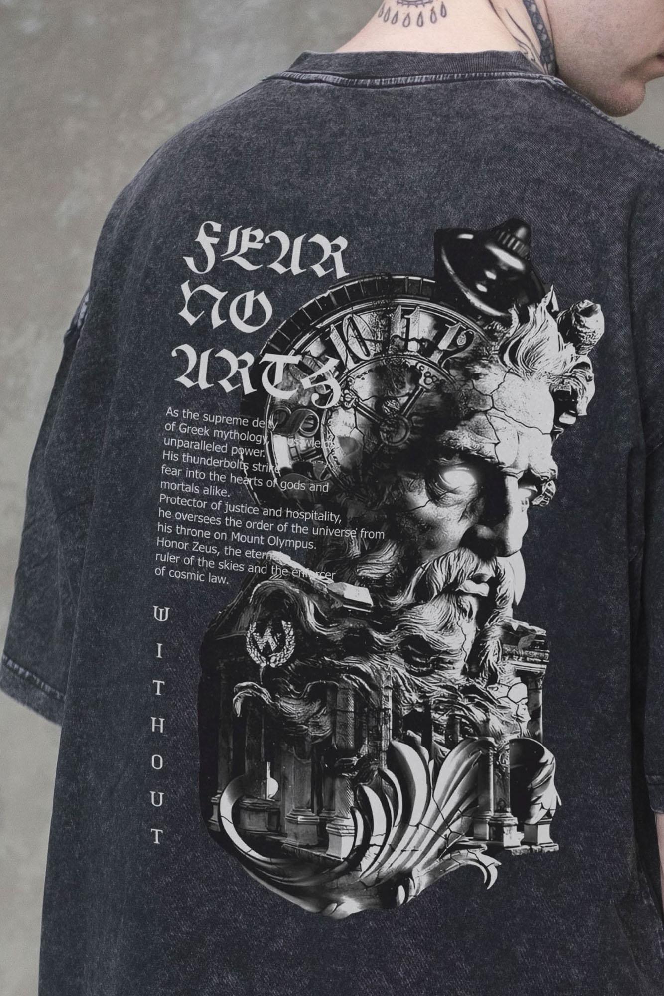 Футболка виварена Without Washed Оверсайз з принтом Greek S/M Black (S/M 8056146 8056147) - фото 2