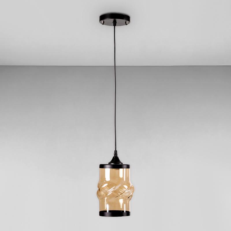 Люстра підвісна Light House SC-18189/1 D130хH200/H750 мм Чорний/Бурштиновий