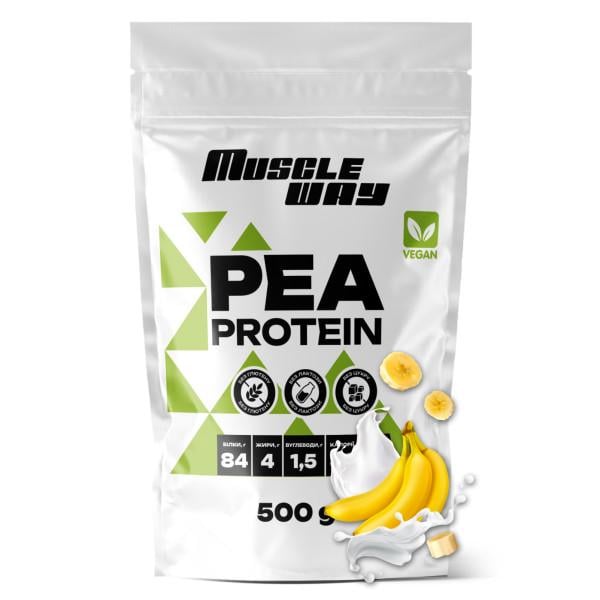 Протеїн рослинний веганський Muscle Way Pea Protein концентрат 500 г Банан (21-137-pp-b-500-gr)