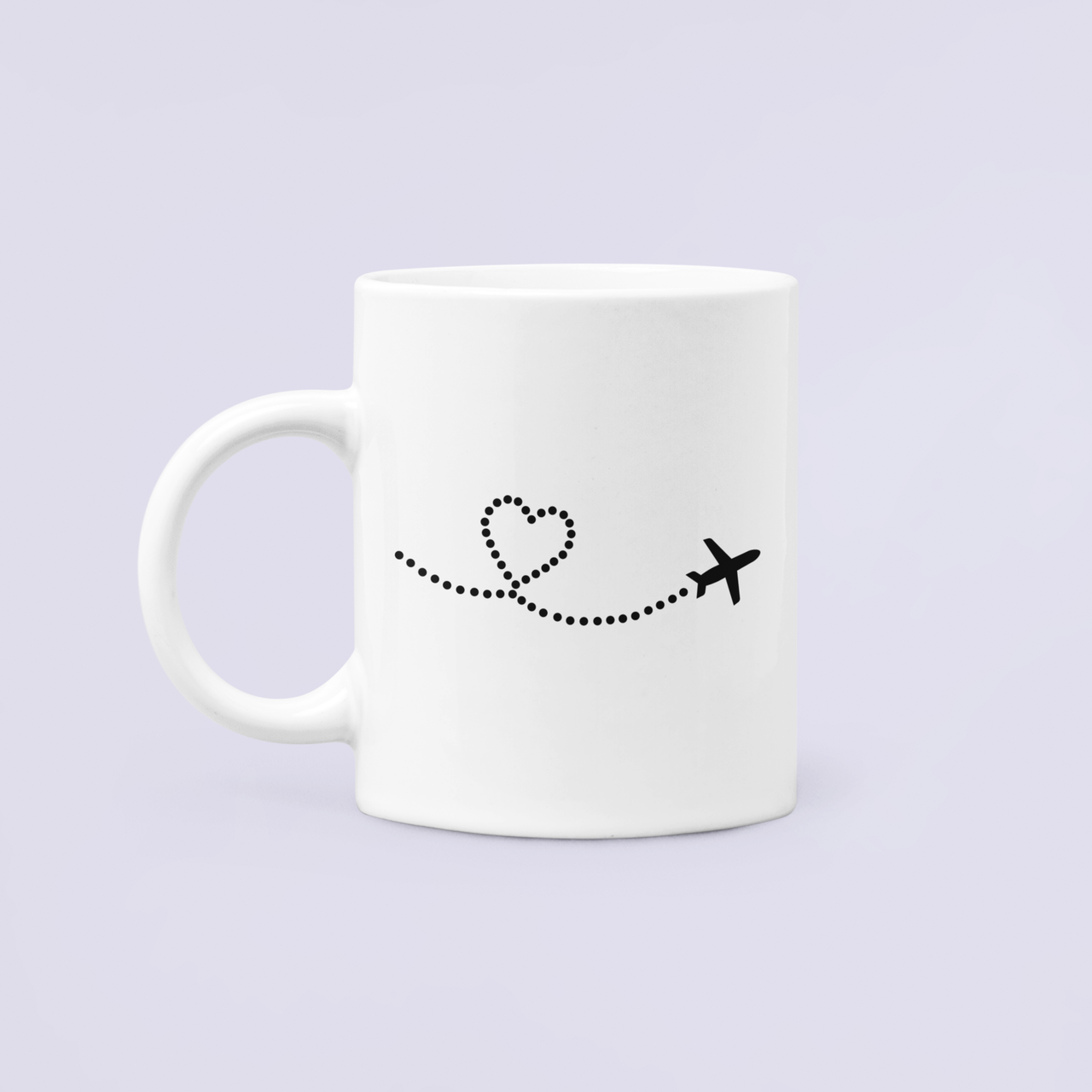 Чашка керамическая с принтом Самолет петля сердце 330 мл Белый