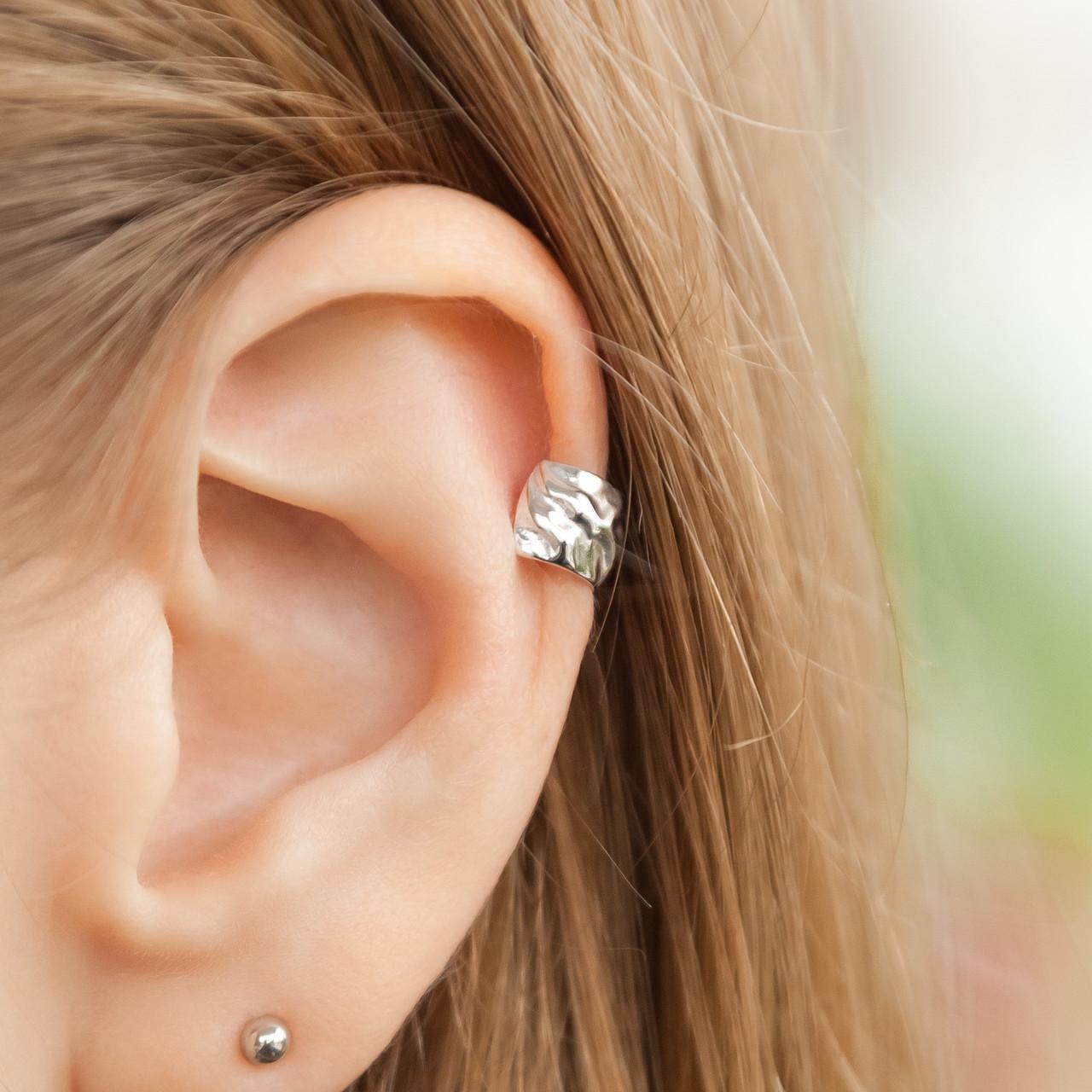 Серьга-каф серебряная Элегантное кольца