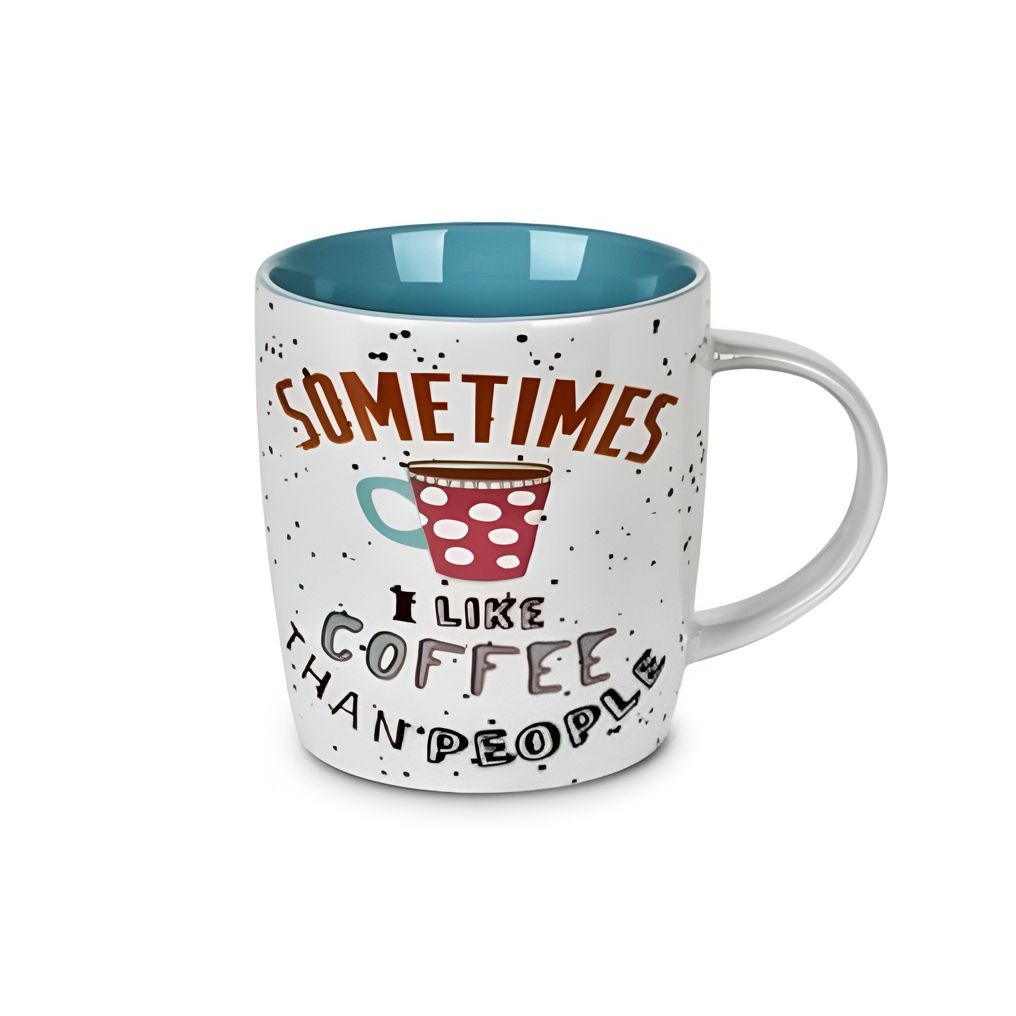 Чашка керамическая Stenson Coffee с ярким принтом и надписями 350 мл Белый с голубым (R97206)