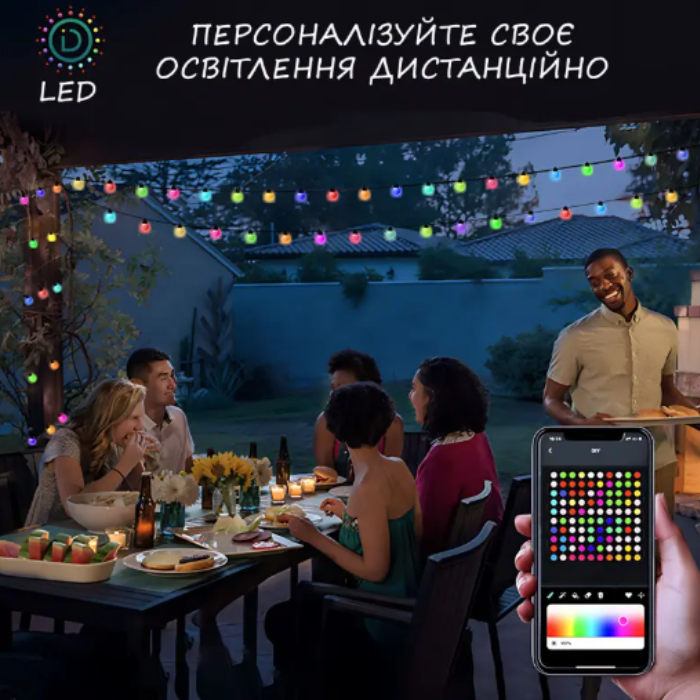 Гірлянда Smart Матова кулька RGB USB керування через APP Bluetooth та пульт 50 кульок 10 м (SFK-03) - фото 6