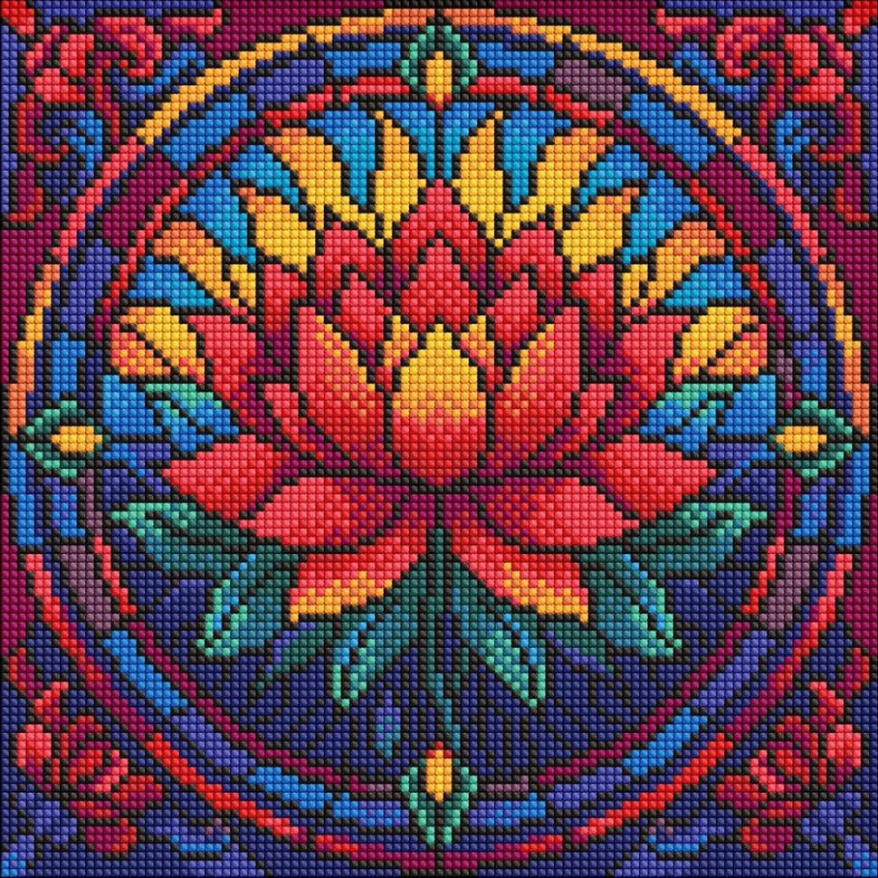 Алмазная мозаика "Витраж. Лотос" ©art_selena_ua AMO8330, 30х30 см