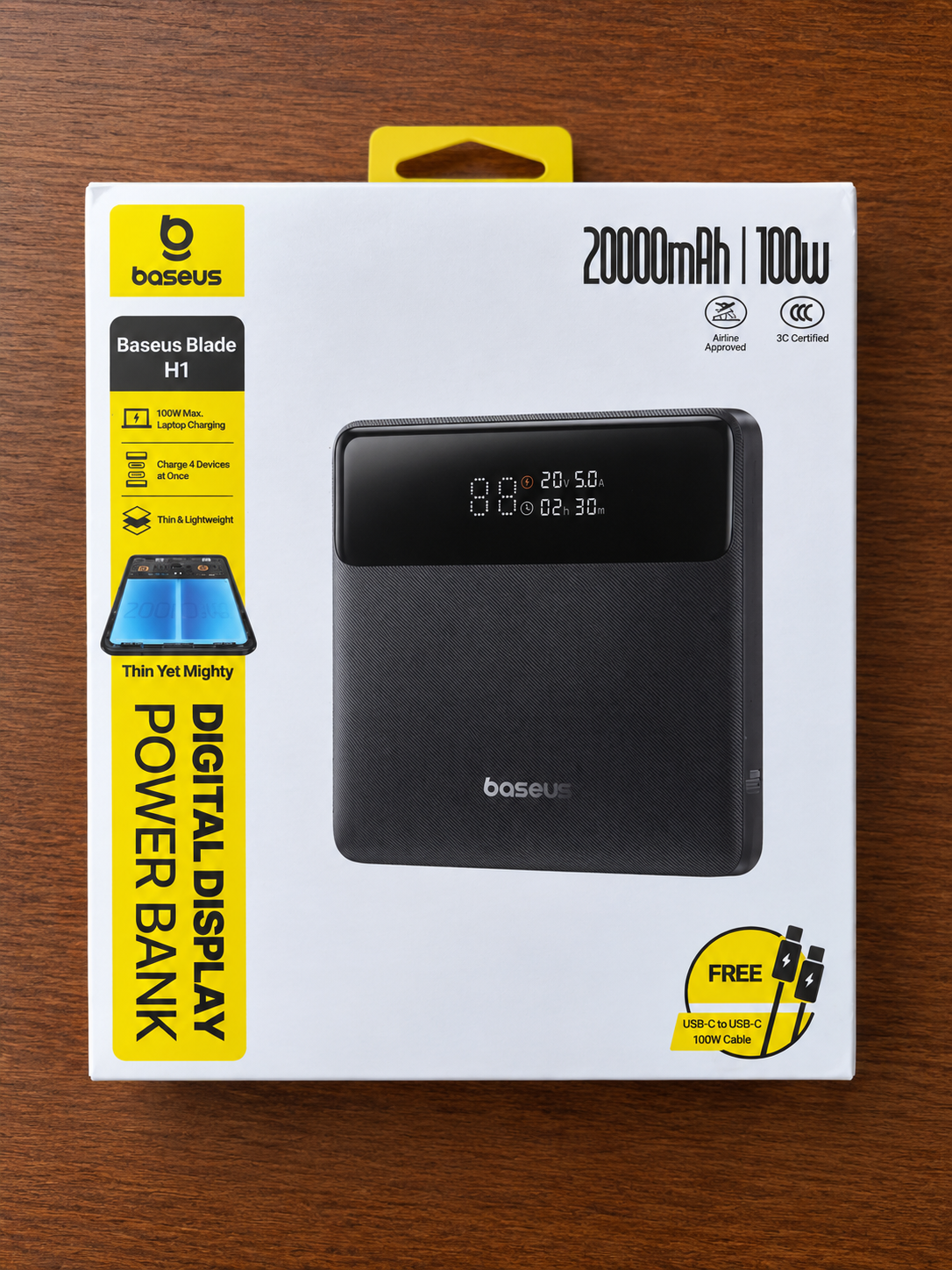 Павербанк Baseus Blade HD 20000 мА/ч 100 Вт PD для ноутбуков смартфонов включая MacBook iPhone Samsung Xiaomi