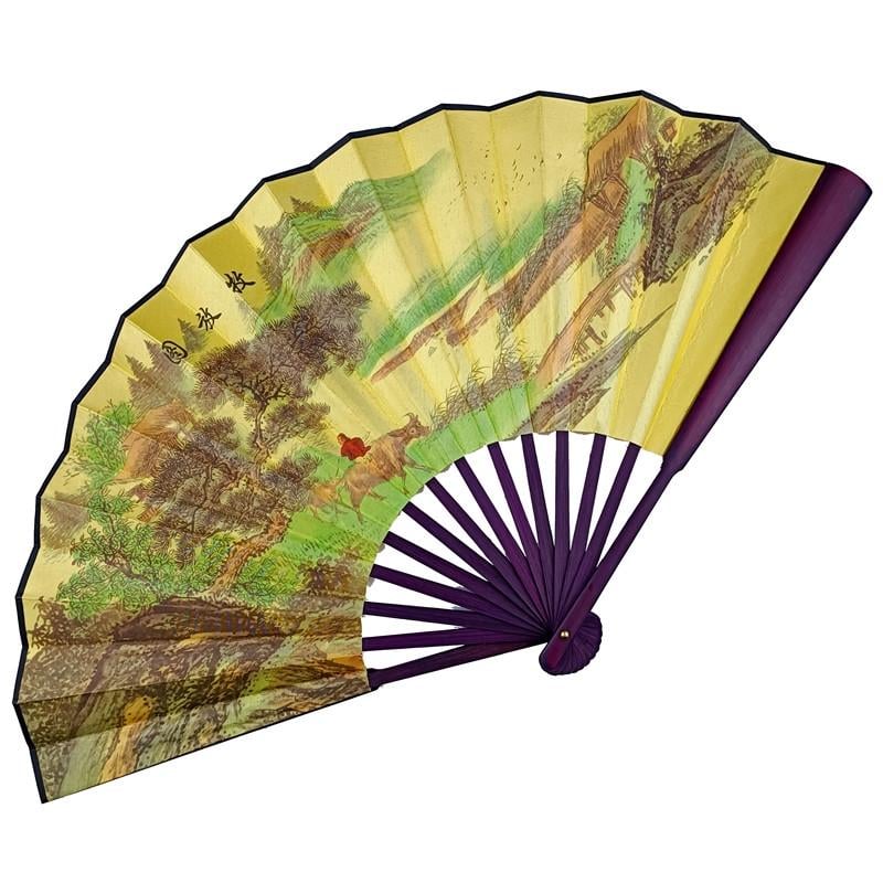 Віяло двостороннє Гірський пейзаж 33х58 см Бежевий (C4079)