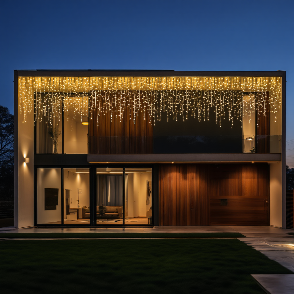 Гирлянда уличная Бахрома от сети 600 LED 36 м Теплый Белый (21-107-36МBY)