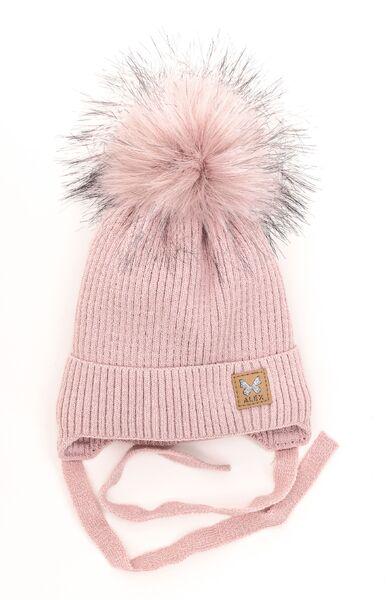 Шапка детская для девочек Бабочка D821 хлопок 42-46 см Пудровый