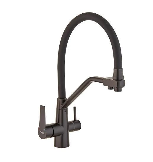 Смеситель для кухни MIXXUS FUL-021 с черным силиконовым изливом (MI6021)