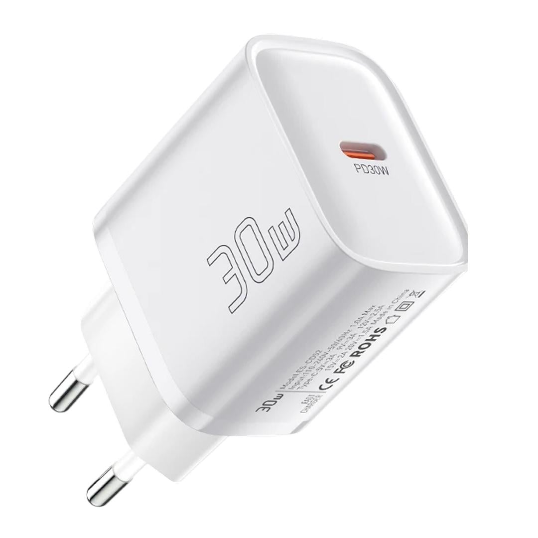 Зарядное устройство: Essager Mini 30W USB type-C PD 3.0 QC 3.0 Белый (ECT30W-SCB02-P)