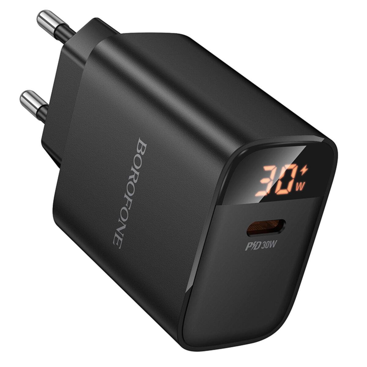 Зарядний пристрій мережевий Borofone BA97A Ilustre 30W з кабелем USB-C to USB-C Black (26450449)