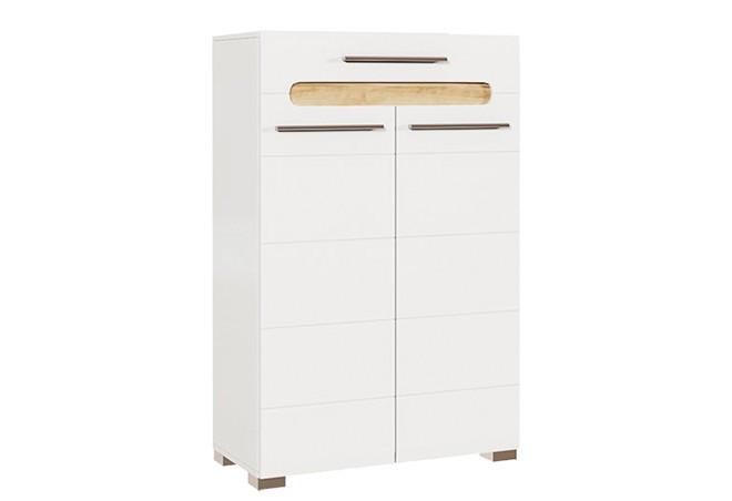 Комод 2-дверный с ящиком Мир мебели Бьянко 80х40х114 Белый/дуб сонома (44922)