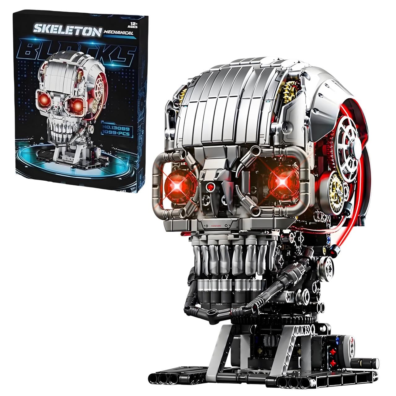 Конструктор Механическая голова скелета с подвижными деталями и подсветкой 1099 дет. (13089)
