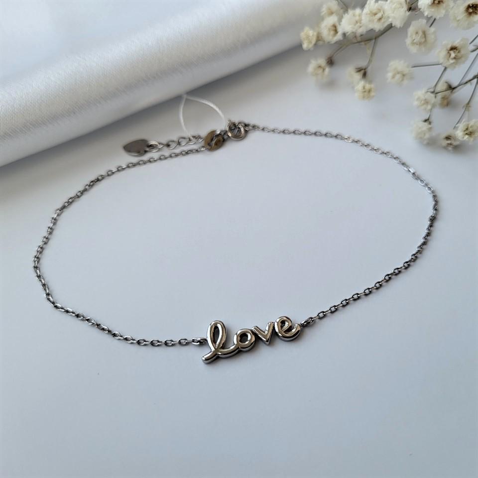 Браслет на ногу из серебра Любовь без камней регулируется 925 23-26 см 1,95 г (1927540)