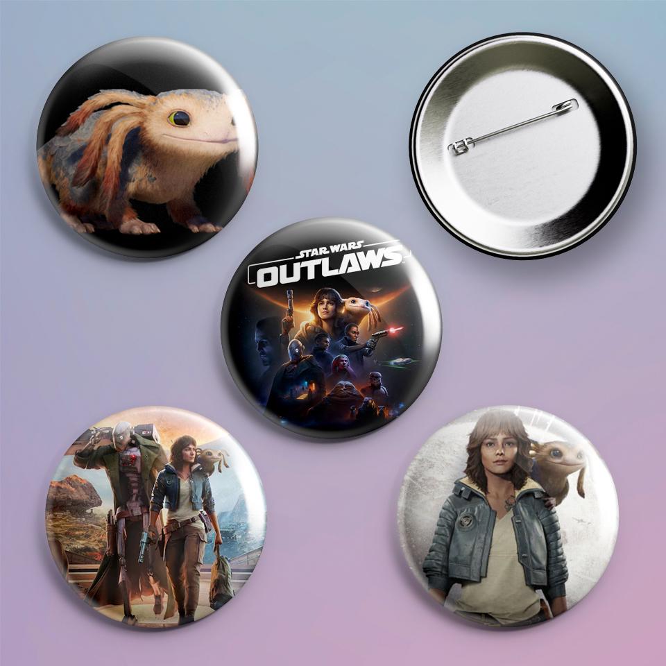 Значки на рюкзак с принтом игры Star Wars Outlaws 4 шт.