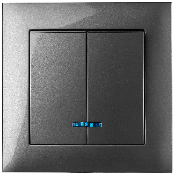 Вимикач двоклавішний MARSHEL IDEAL VS10-301 LED підсвічуванням Graffite