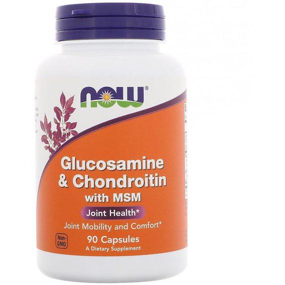 Препарат для суглобів та зв'язок NOW Foods Glucosamine & Chondroitin with MSM 90 капс.