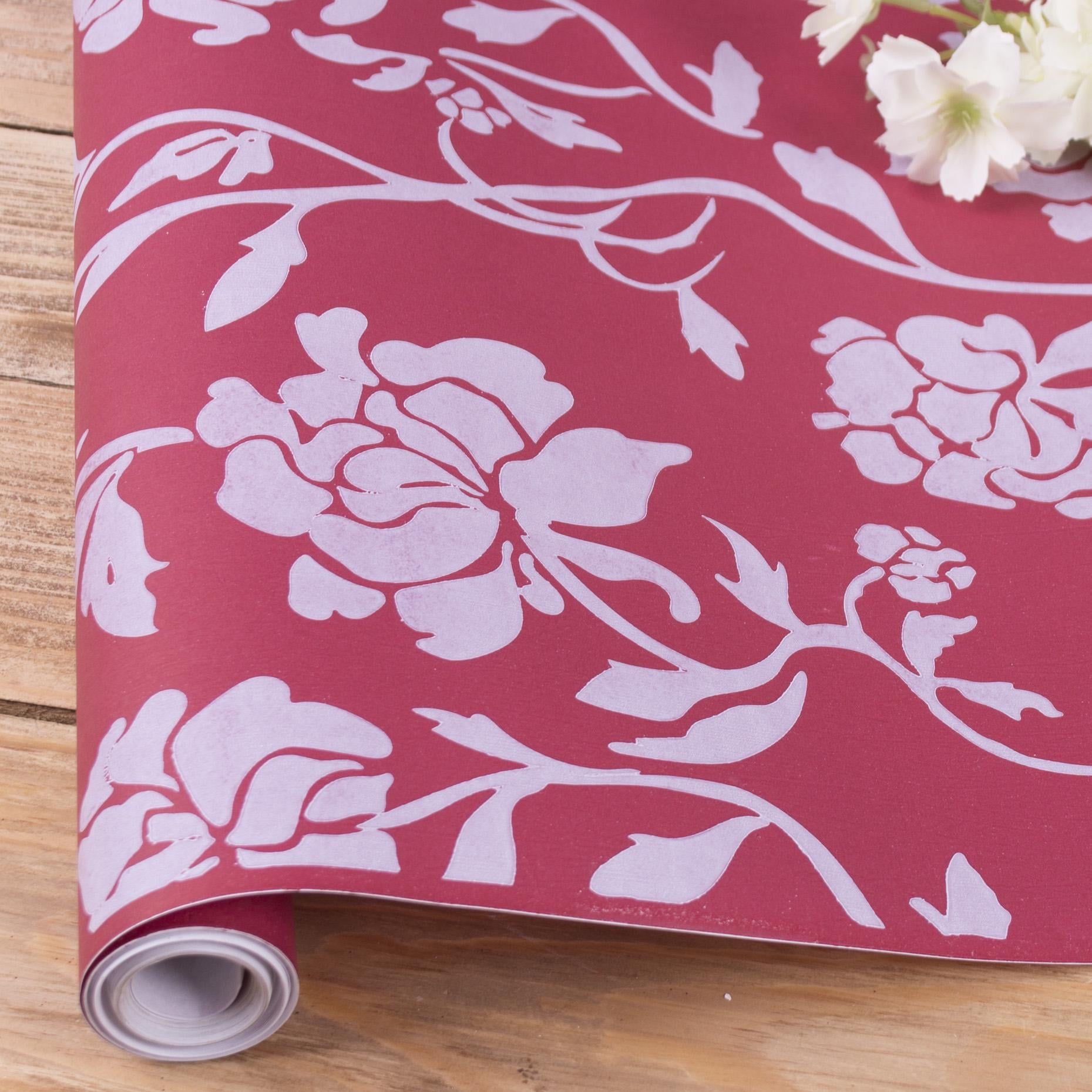 Подарочная бумага Пионы на бордовом 10 м (3832-74)