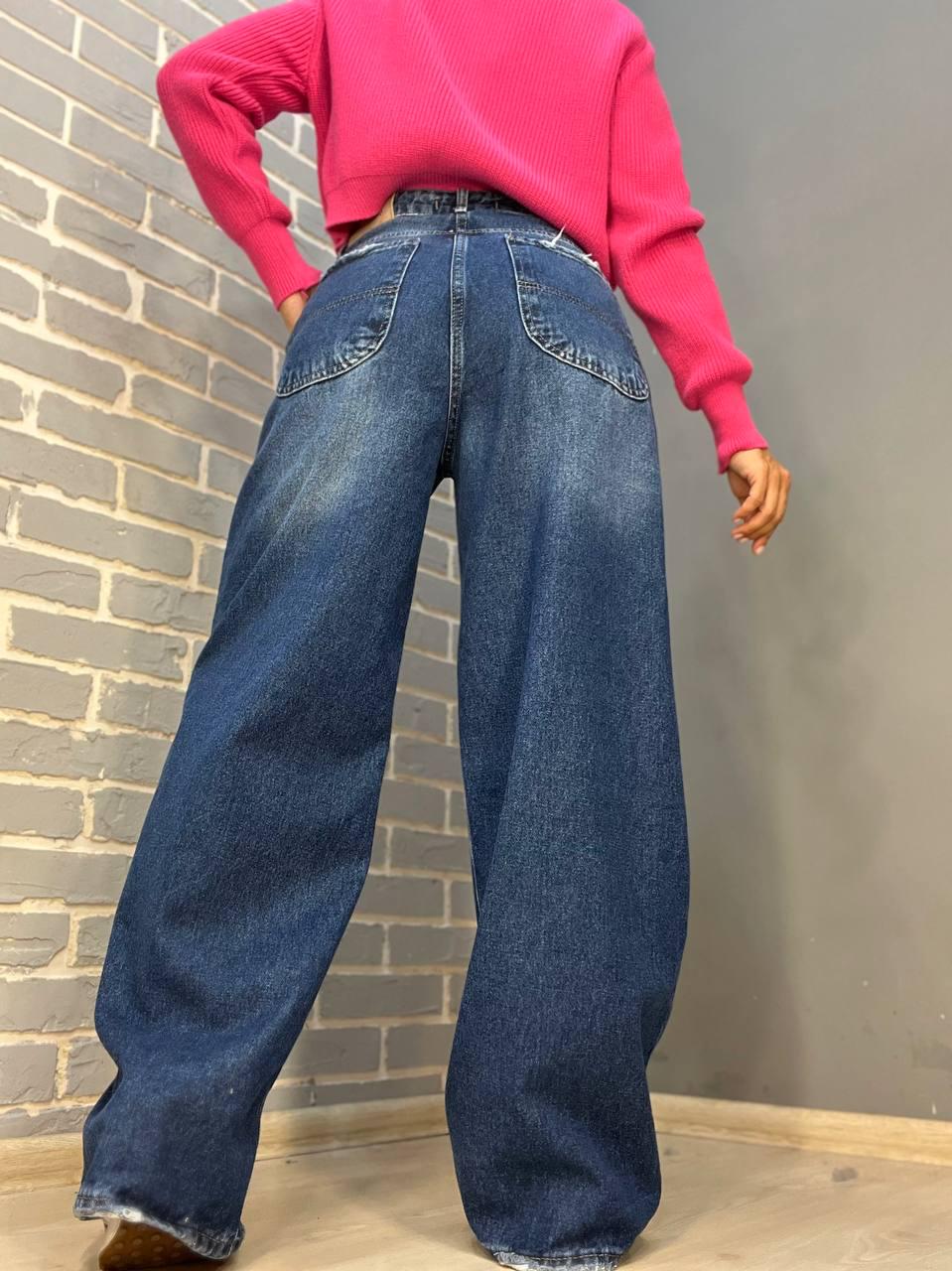 Джинсы женские ITS Basic 4113 палаццо широкие от бедра свободный крой р. 36 Синий (2887) - фото 7