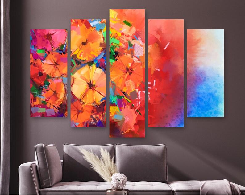 Модульная картина KIL Art Абстрактные красочные цветы и растения на холсте из пяти частей 112x68 см (M51_M_216)
